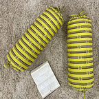 Stripe Printed Pure Cotton Yellow Bolster Covers 30 x 30 Inches Pack Of 2