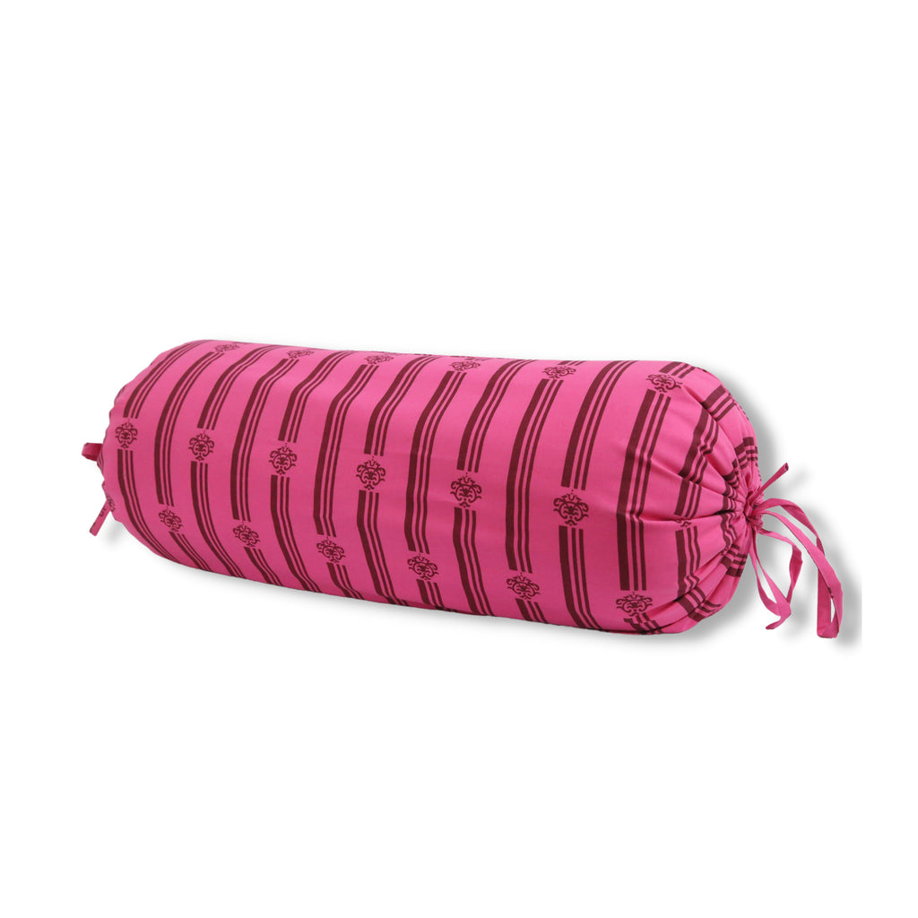 Stripe Printed Pure Cotton Pink Bolster Covers 30 x 30 Inches Pack Of 2