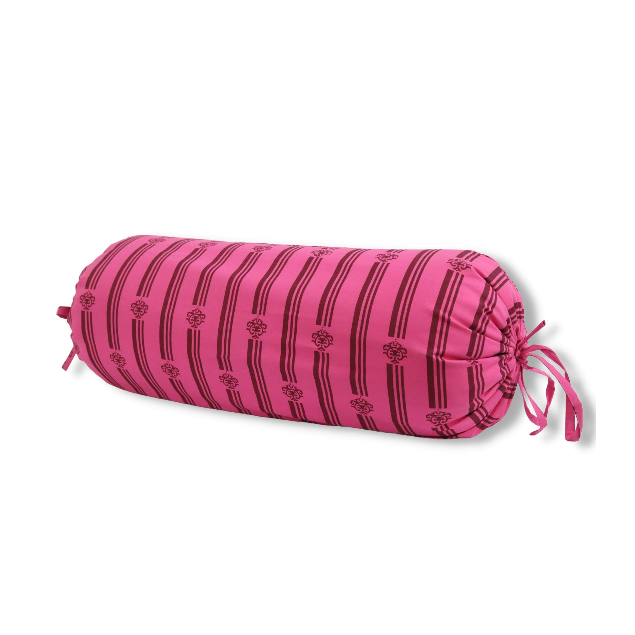 Stripe Printed Pure Cotton Pink Bolster Covers 30 x 30 Inches Pack Of 2