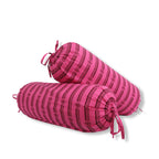 Stripe Printed Pure Cotton Pink Bolster Covers 30 x 30 Inches Pack Of 2