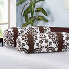 Damask Printed Pure Cotton White Bolster Covers 30 x 30 Inches Pack Of 2