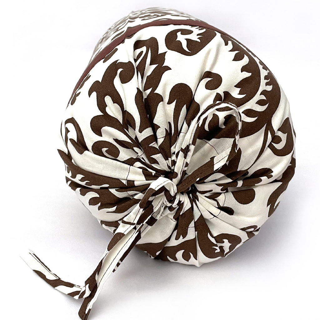 Damask Printed Pure Cotton White Bolster Covers 30 x 30 Inches Pack Of 2