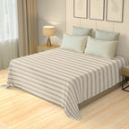 Classic Stripe Beige Pure Cotton Bed Cover King Size 90 x 100 Inches Pack of 1