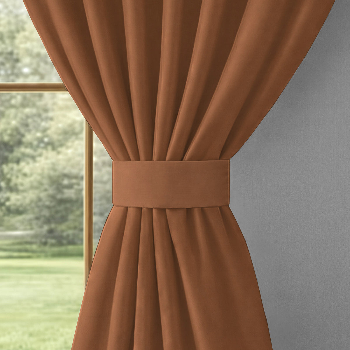 Caramel Brown Serenity 250 GSM Polyester 100% Blackout Eyelet Curtain