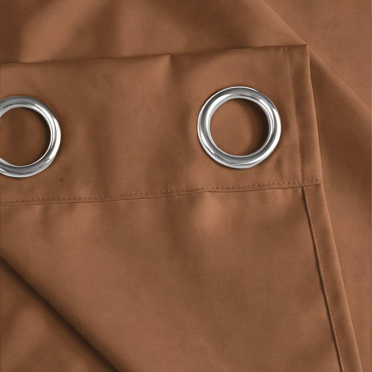 Caramel Brown Serenity 250 GSM Polyester 100% Blackout Eyelet Curtain