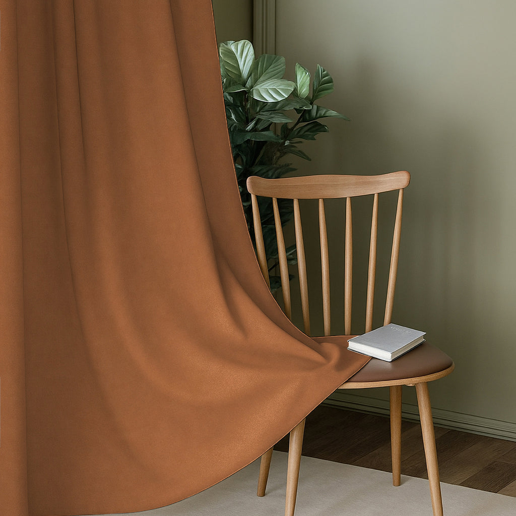 Caramel Brown Serenity 250 GSM Polyester 100% Blackout Eyelet Curtain