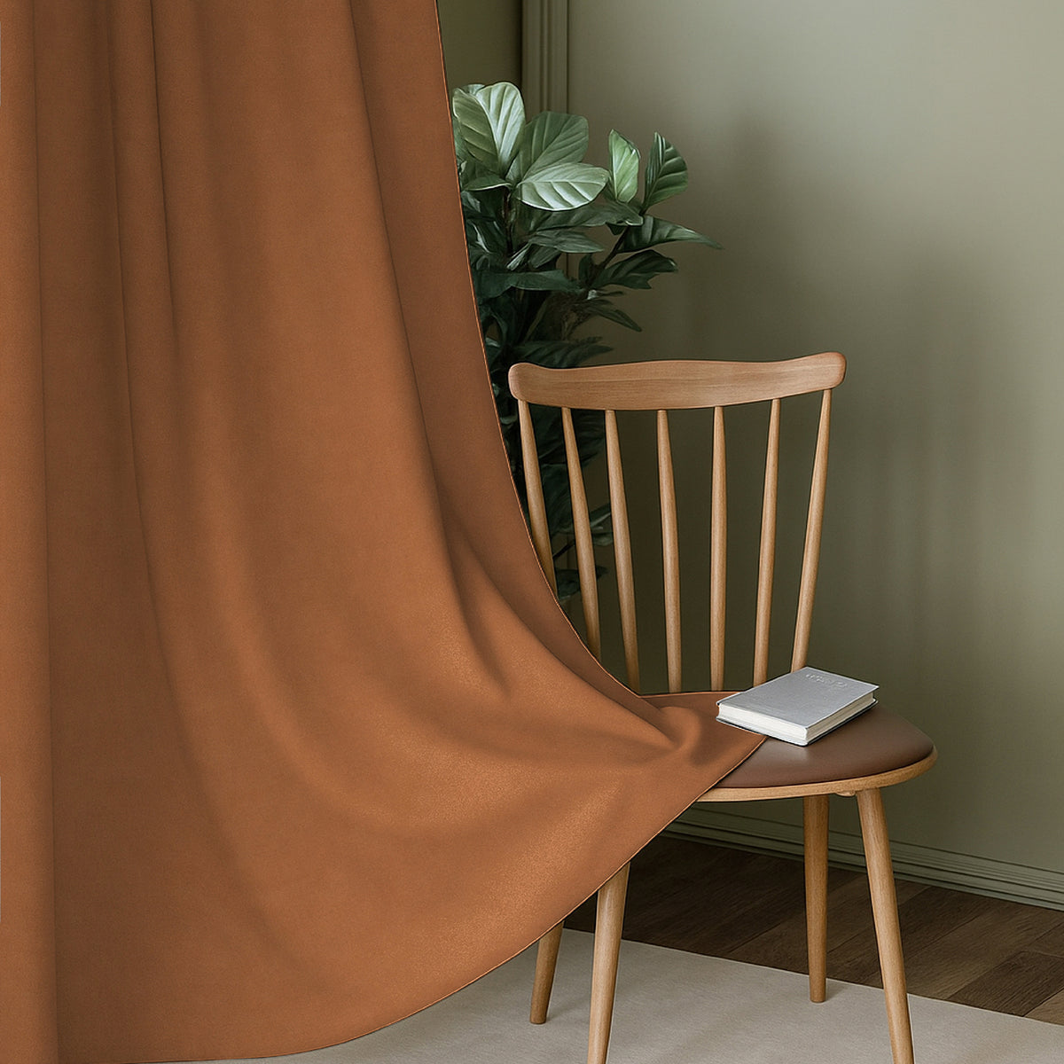 Caramel Brown Serenity 250 GSM Polyester 100% Blackout Eyelet Curtain