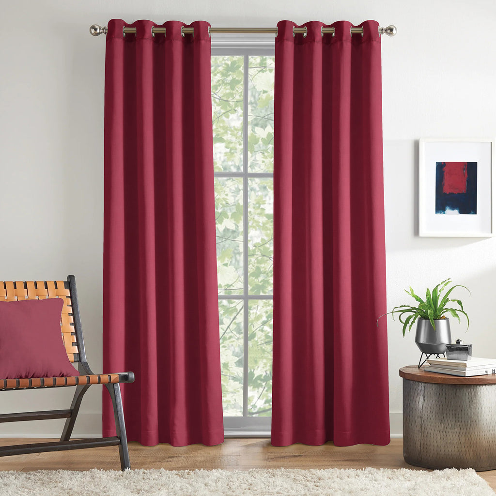 Burgundy Serenity 250 GSM Polyester 100% Blackout Eyelet Curtain