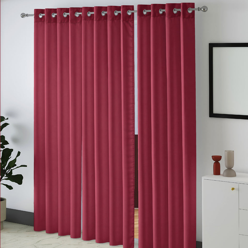 Burgundy Serenity 250 GSM Polyester 100% Blackout Eyelet Curtain