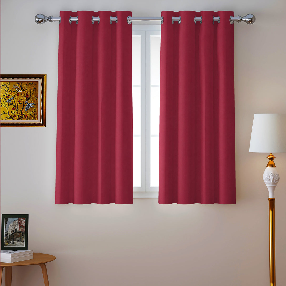 Burgundy Serenity 250 GSM Polyester 100% Blackout Eyelet Curtain