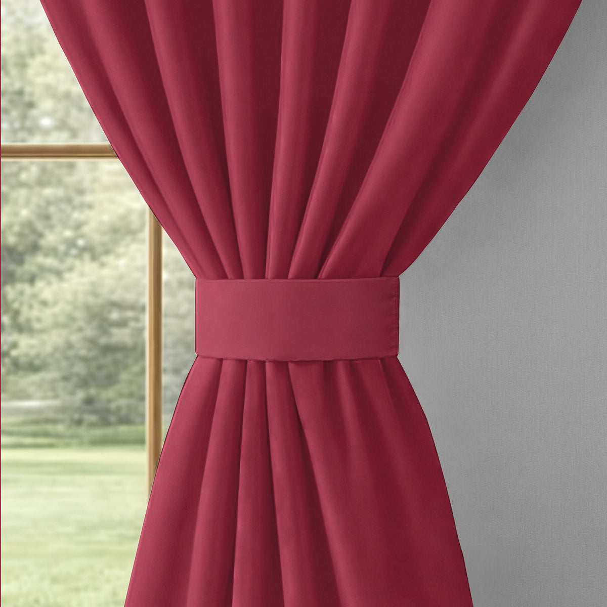Burgundy Serenity 250 GSM Polyester 100% Blackout Eyelet Curtain