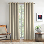 Beige Serenity 250 GSM Polyester 100% Blackout Eyelet Curtain