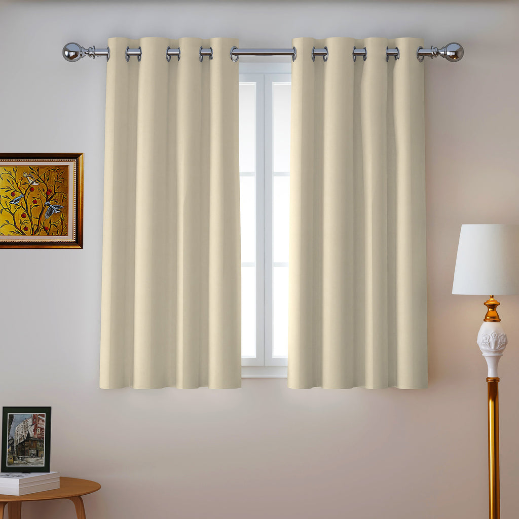 Beige Serenity 250 GSM Polyester 100% Blackout Eyelet Curtain