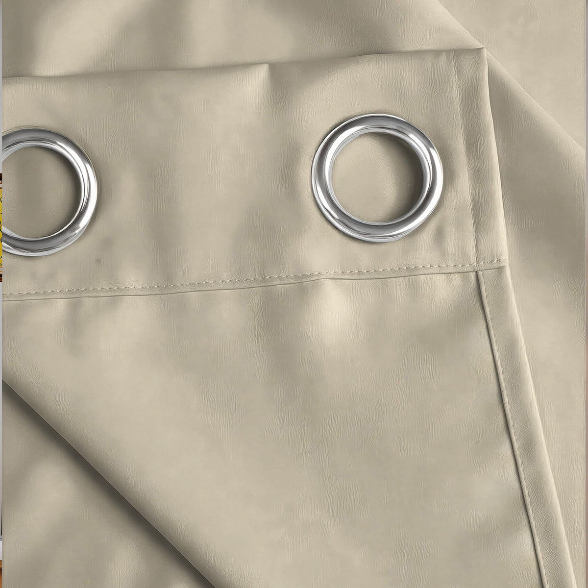 Beige Serenity 250 GSM Polyester 100% Blackout Eyelet Curtain