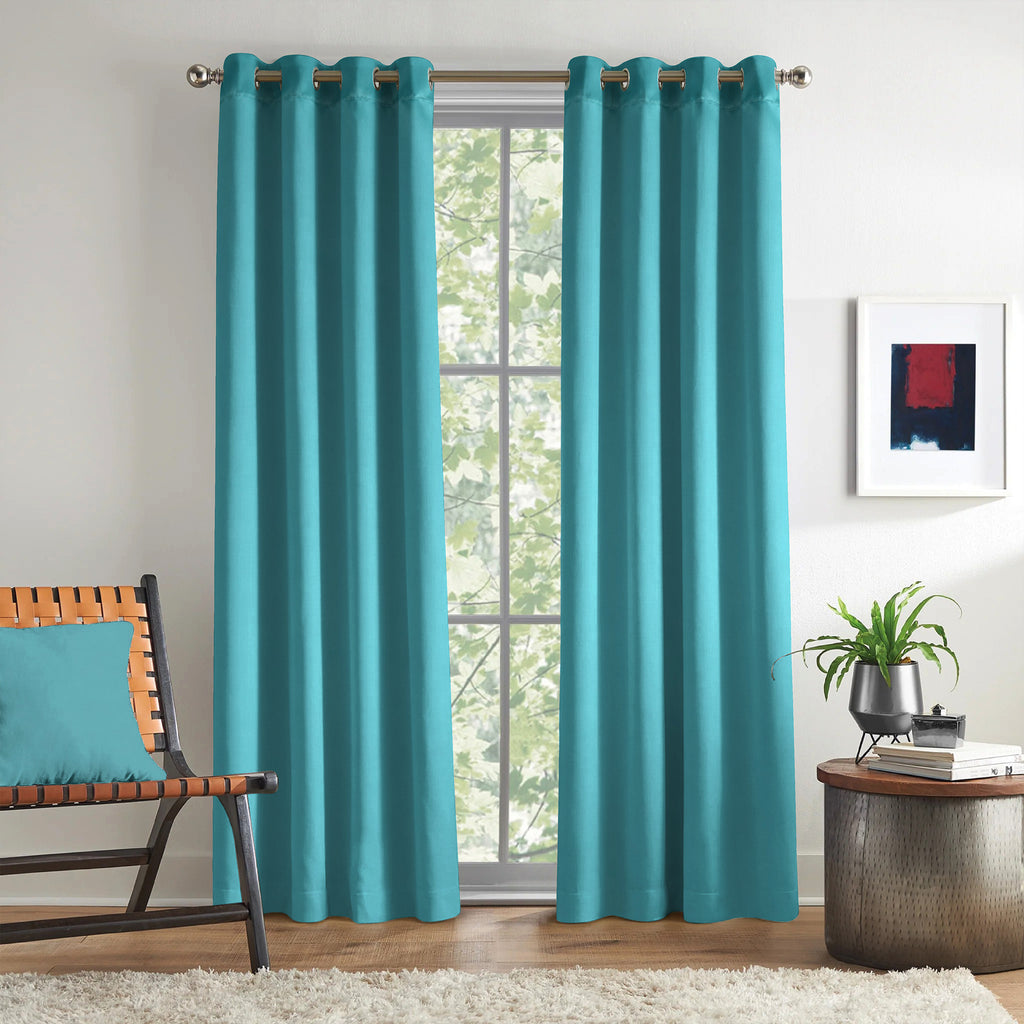Turquoise Serenity 250 GSM Polyester 100% Blackout Eyelet Curtain