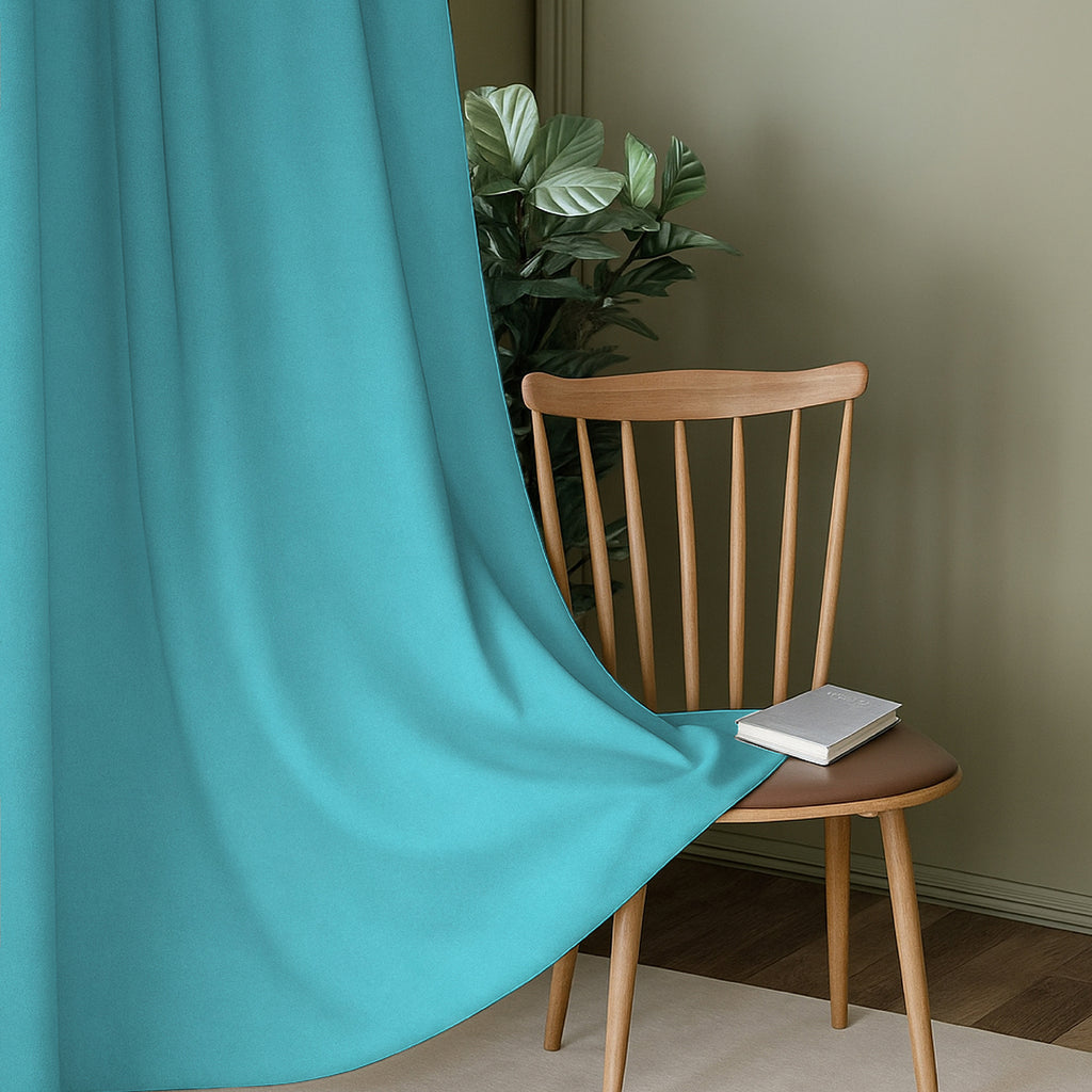 Turquoise Serenity 250 GSM Polyester 100% Blackout Eyelet Curtain