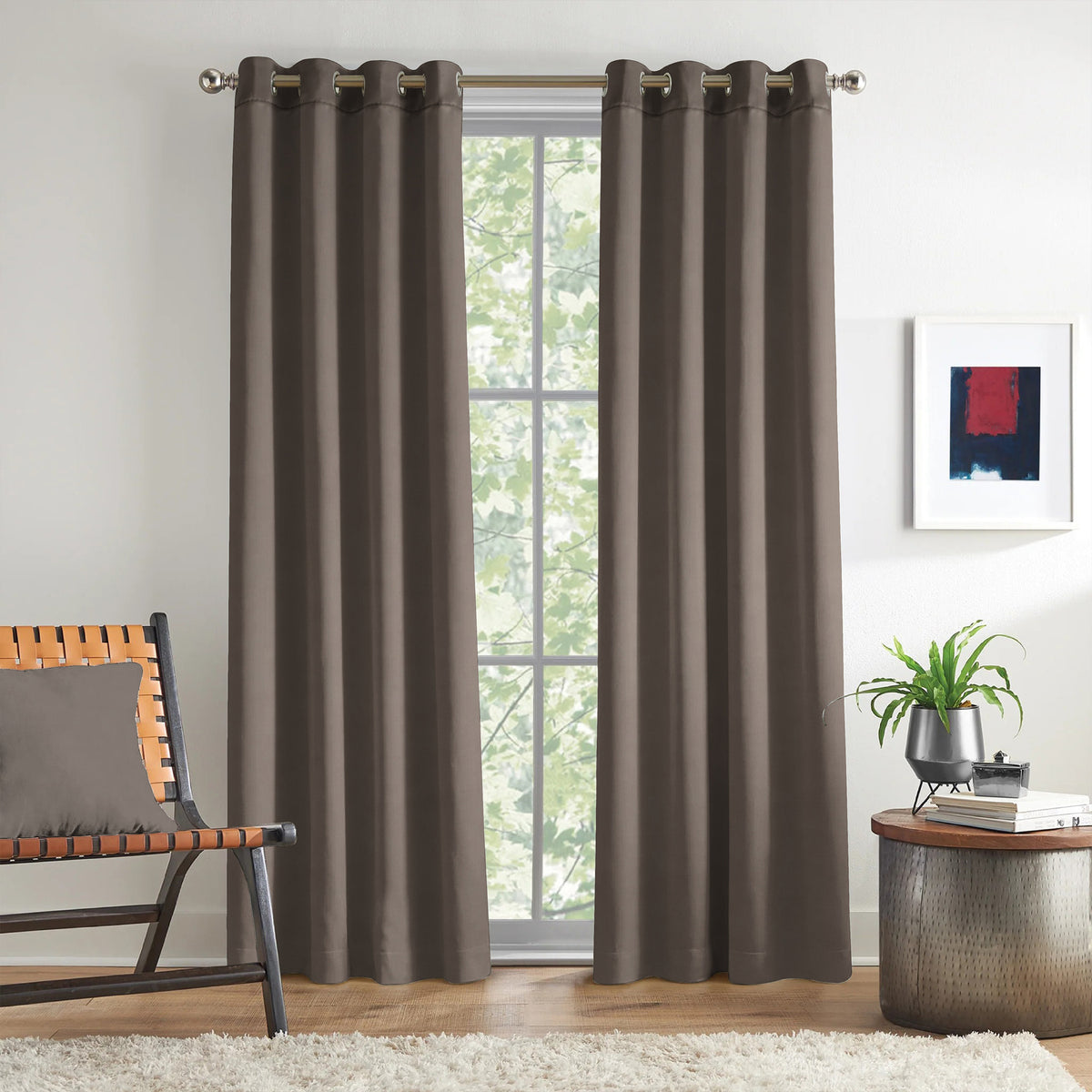 Charcoal Grey Serenity 250 GSM Polyester 100% Blackout Eyelet Curtain