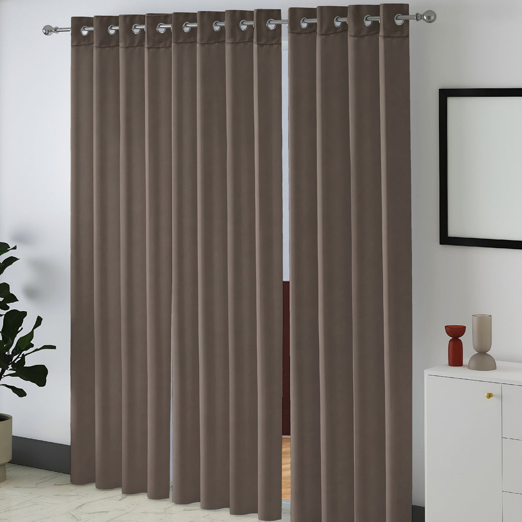 Charcoal Grey Serenity 250 GSM Polyester 100% Blackout Eyelet Curtain