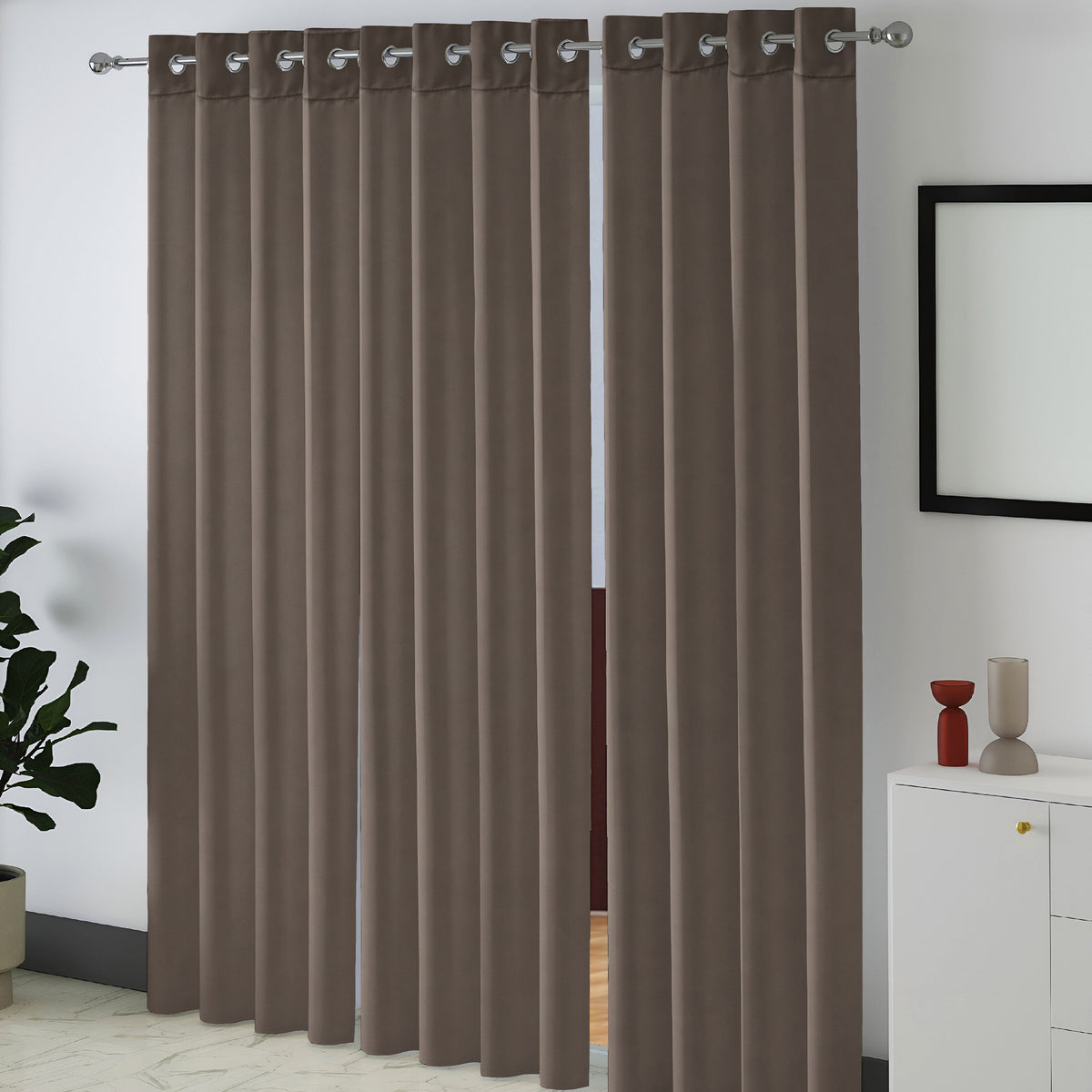 Charcoal Grey Serenity 250 GSM Polyester 100% Blackout Eyelet Curtain