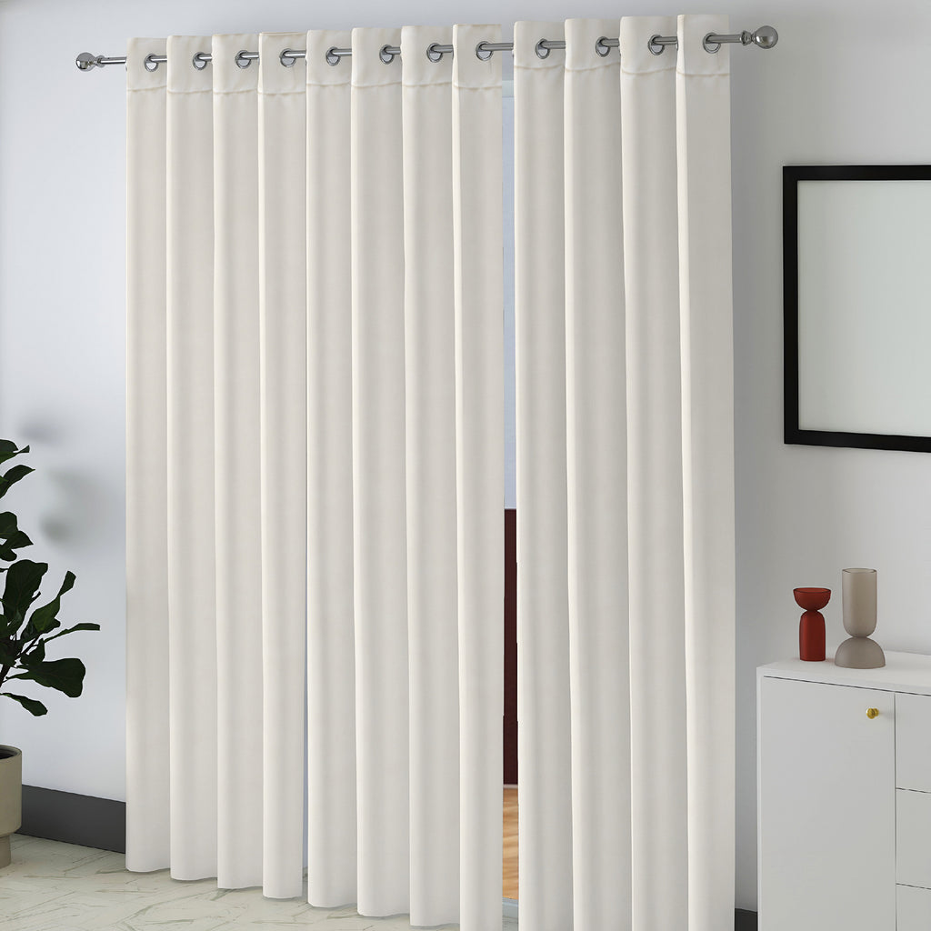 Ivory Serenity 250 GSM Polyester 100% Blackout Eyelet Curtain