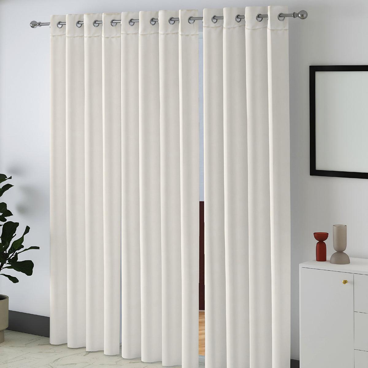 Ivory Serenity 250 GSM Polyester 100% Blackout Eyelet Curtain