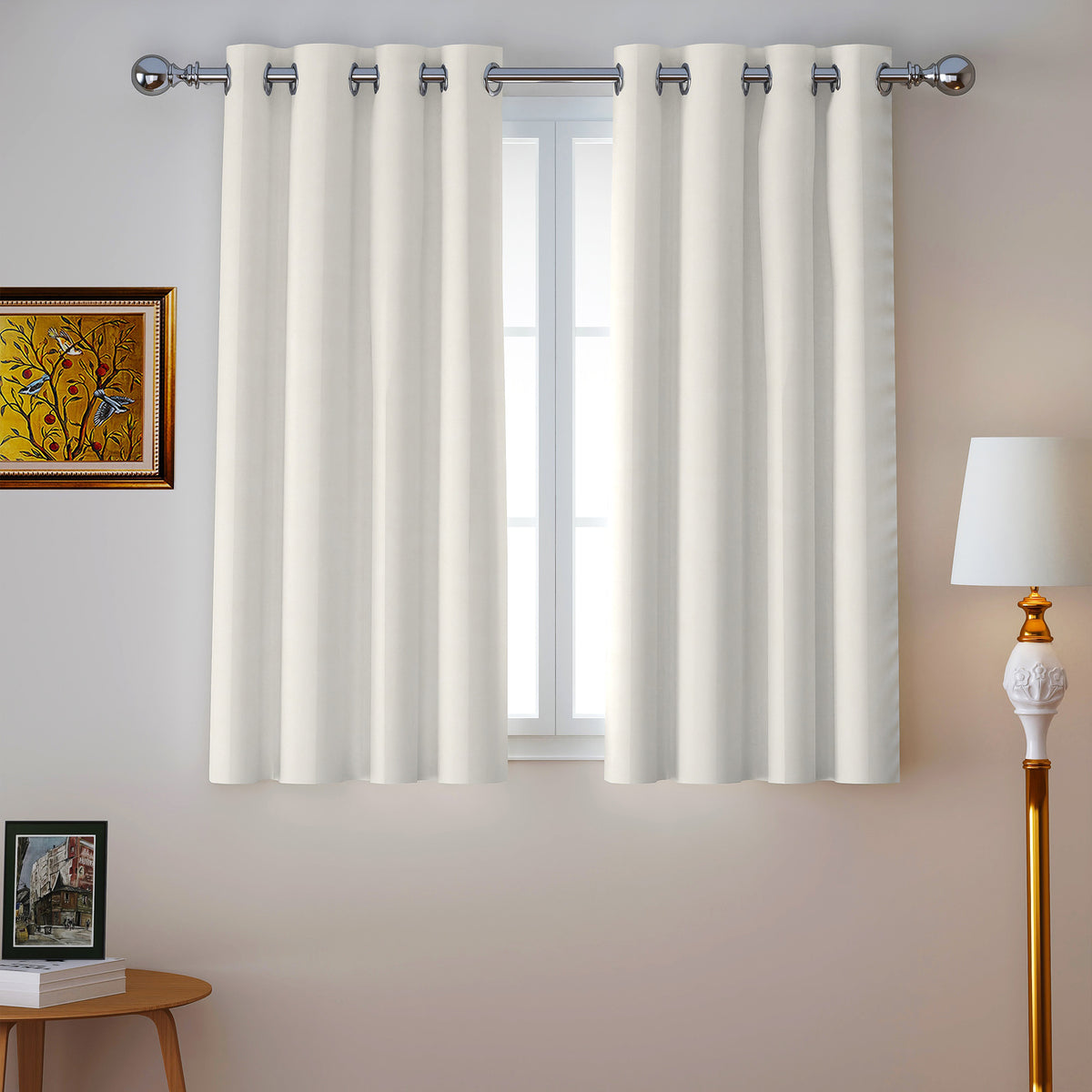 Ivory Serenity 250 GSM Polyester 100% Blackout Eyelet Curtain