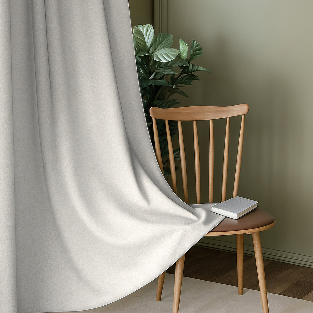 Ivory Serenity 250 GSM Polyester 100% Blackout Eyelet Curtain