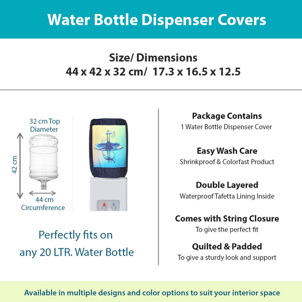 Water Drop Reflection Printed Water Dispenser Bottle Cover - 20 Litre