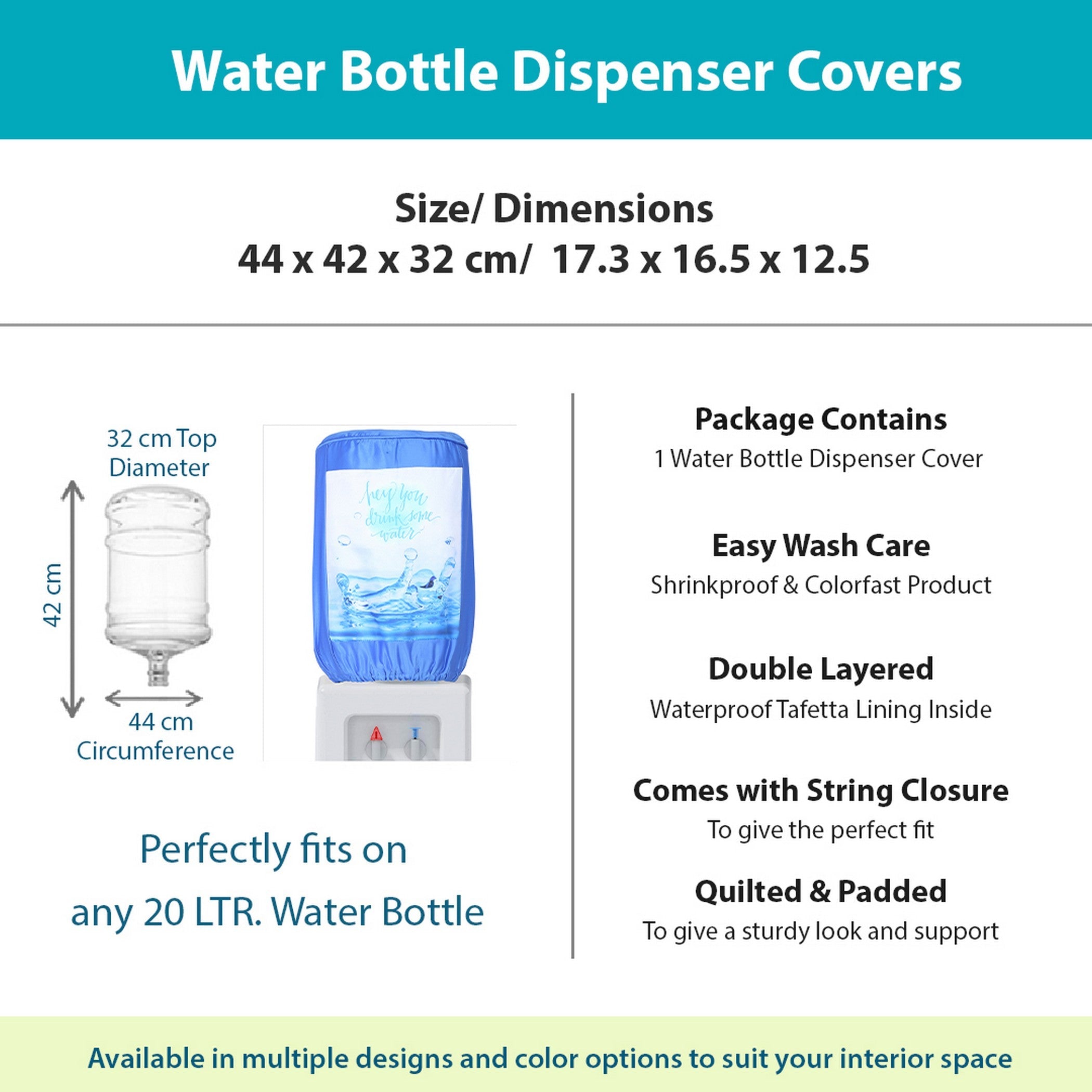 Hey You Drink Some Water Printed Water Dispenser Bottle Cover - 20 Litre