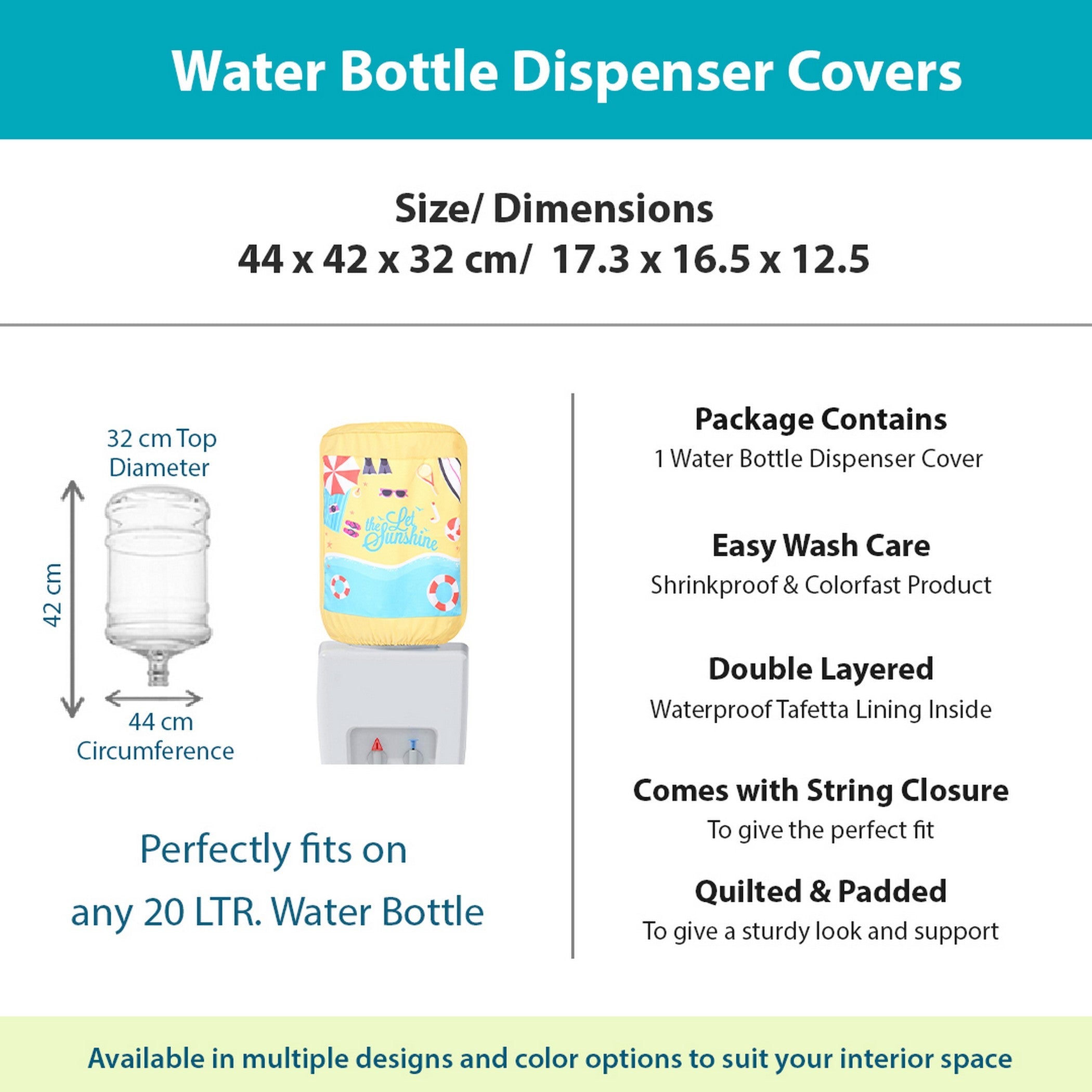 Let the Sunshine 20 Litre Water Dispenser Bottle Cover - Reusable Fabric Dust Protector