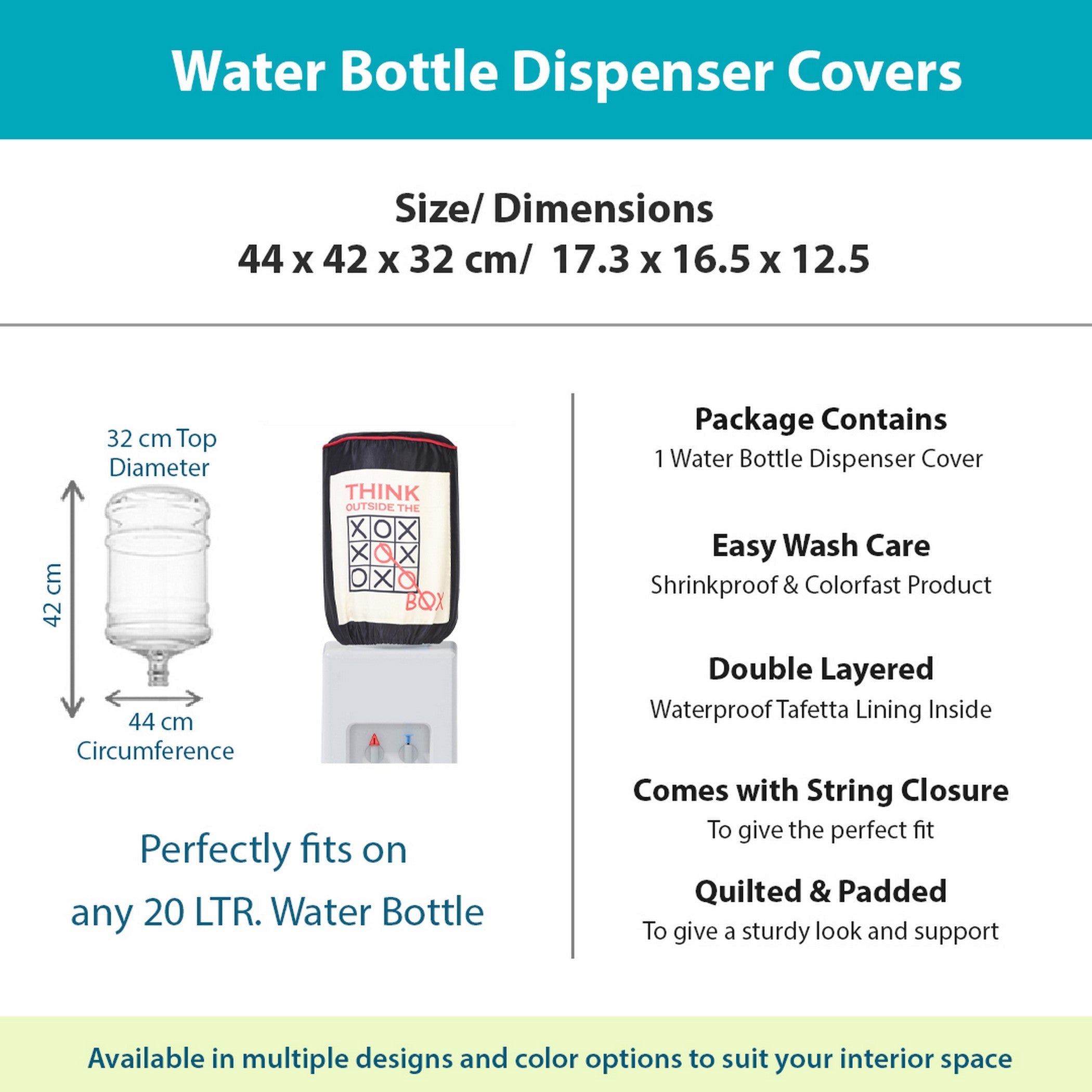 Think Outside the Box 20 Litre Water Dispenser Bottle Cover - Reusable Fabric Dust Protector