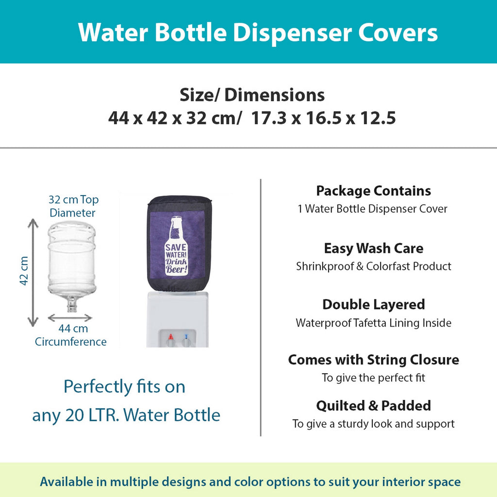 Quilted & Waterproof Water Dispenser 20 Litre Bottle Cover – Save Water Drink Beer Print