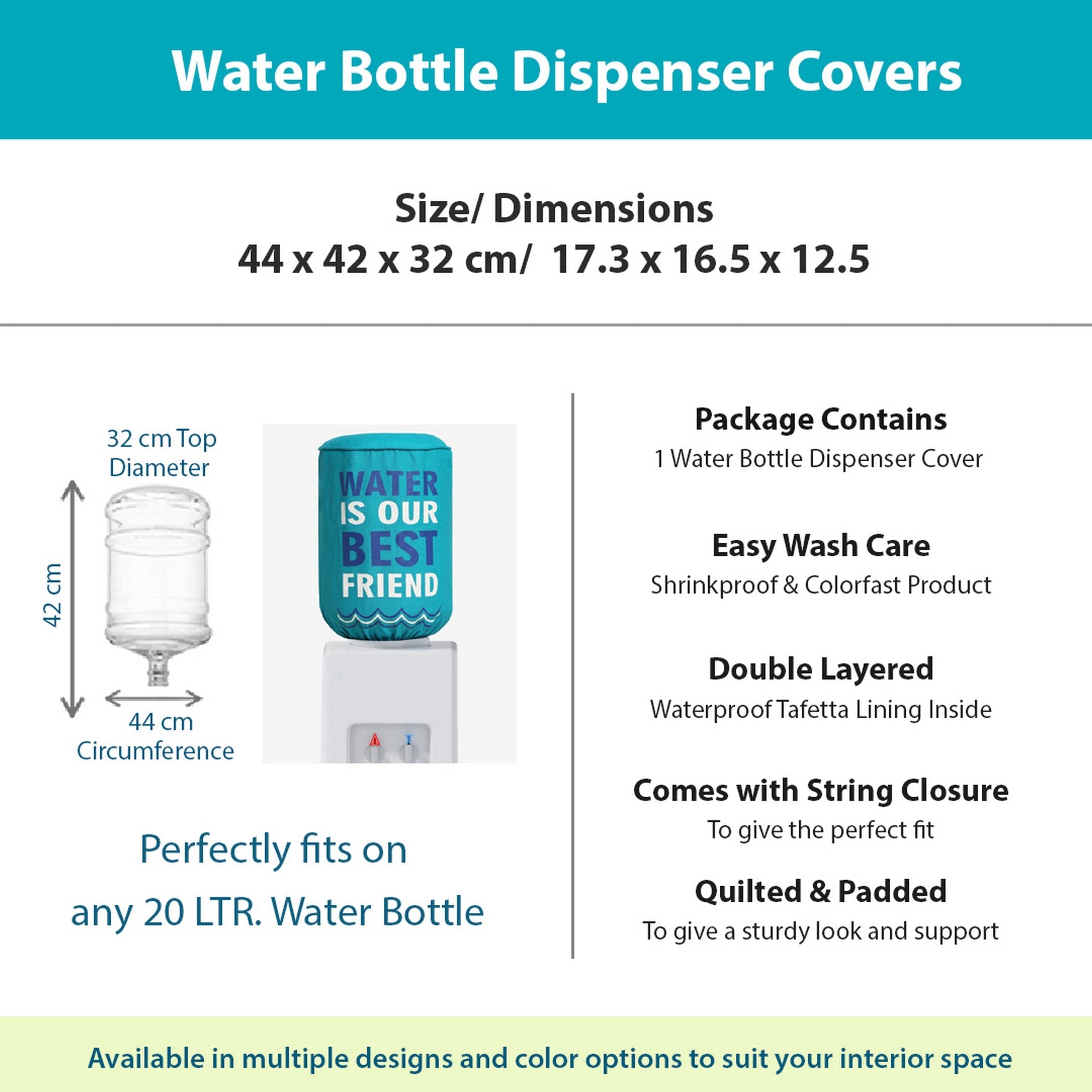 Water Dispenser Bottle Cover - “Water Is Our Best Friend” Print