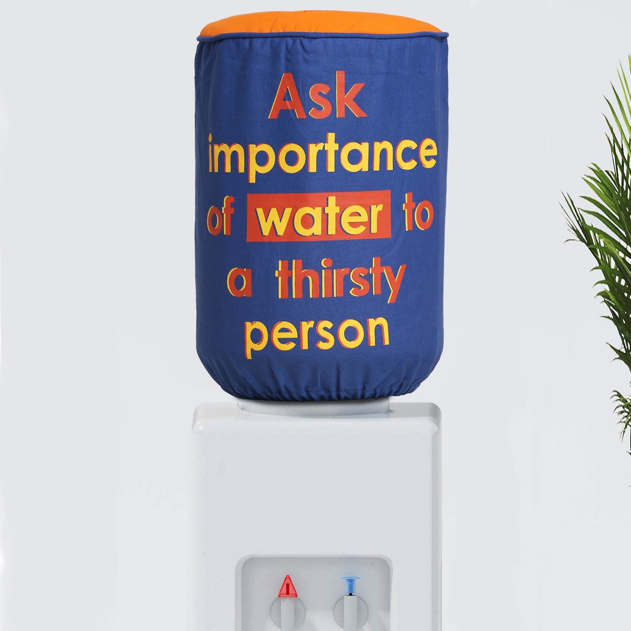 Water Dispenser Bottle Cover - Navy Blue “Importance of Water” Quote Print