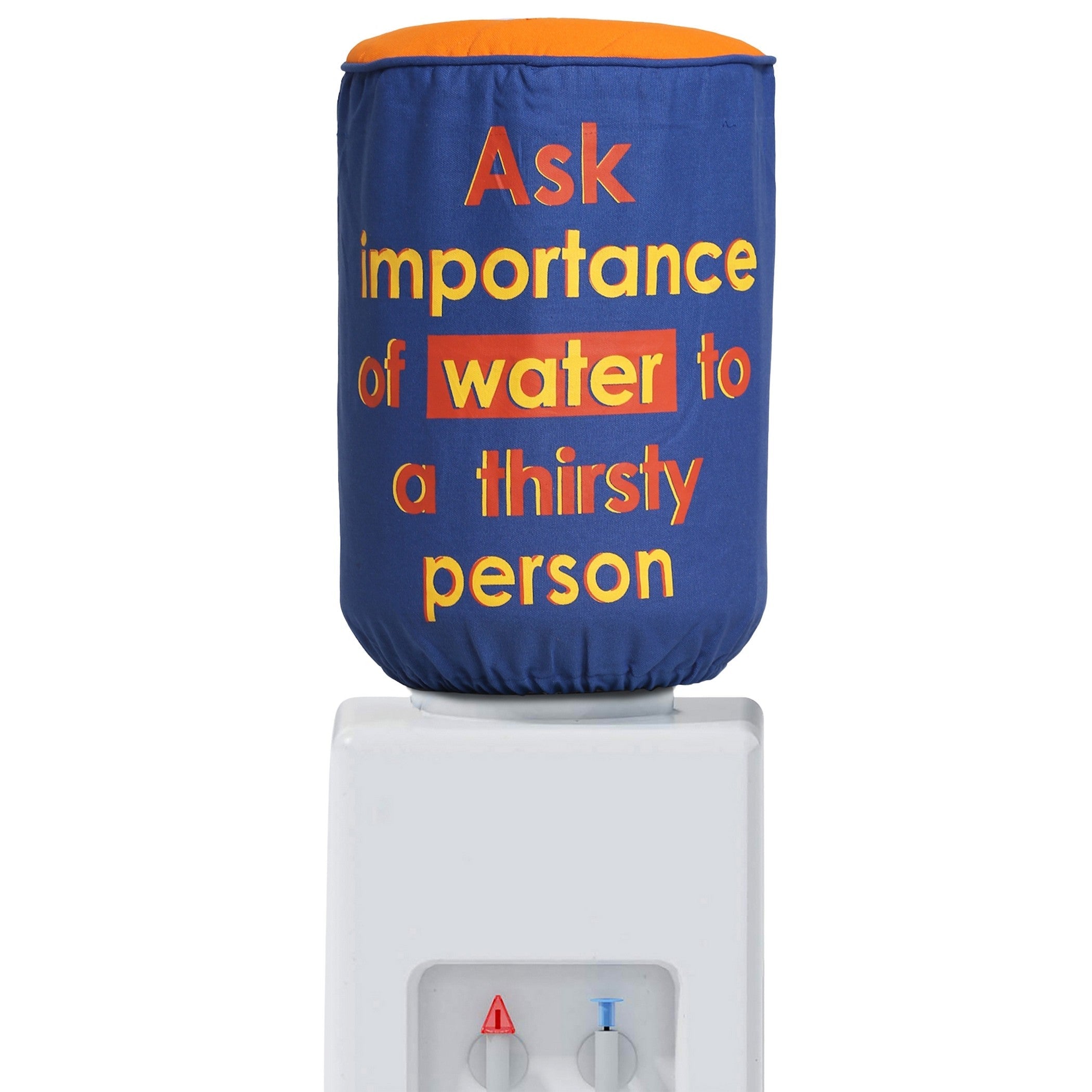 Water Dispenser Bottle Cover - Navy Blue “Importance of Water” Quote Print