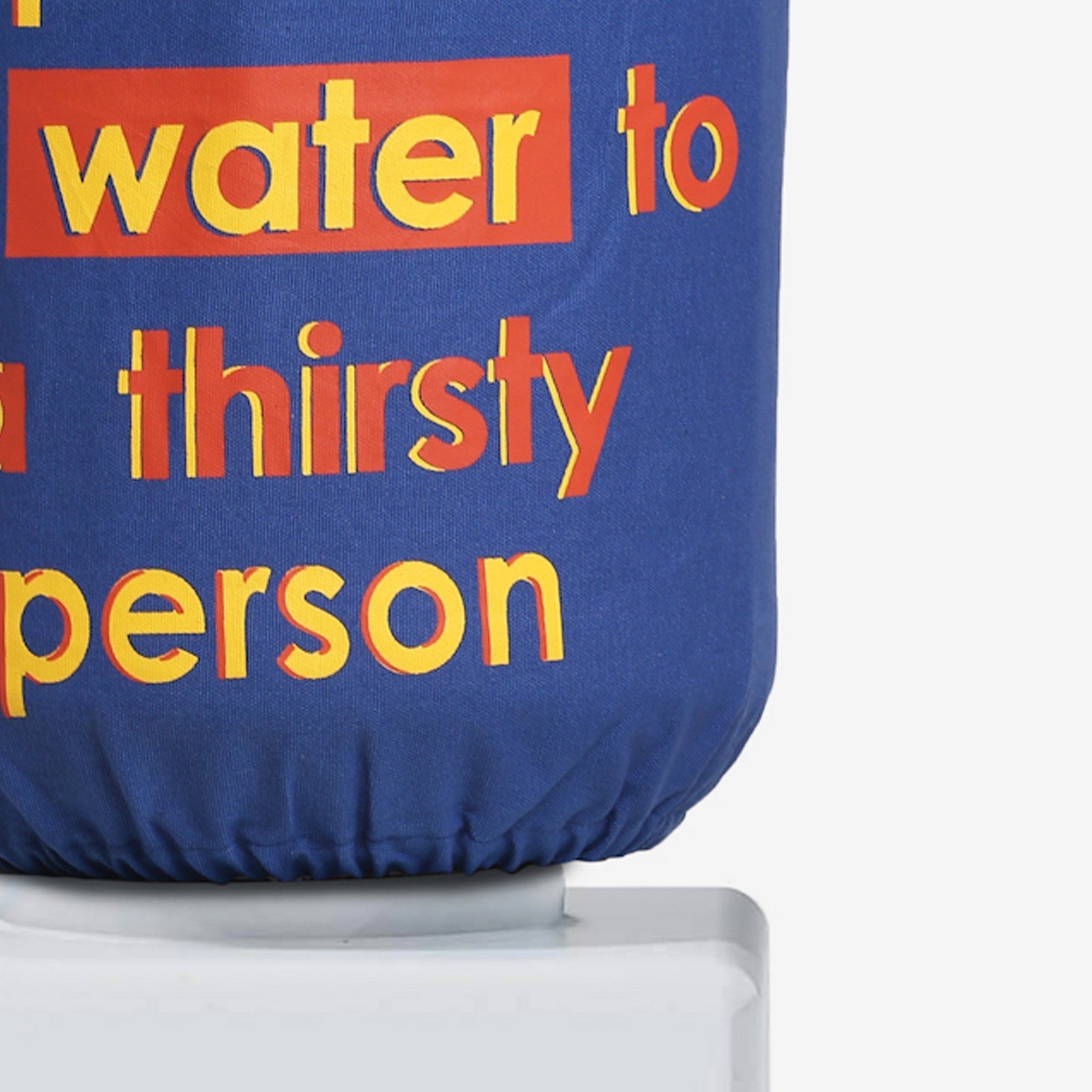 Water Dispenser Bottle Cover - Navy Blue “Importance of Water” Quote Print