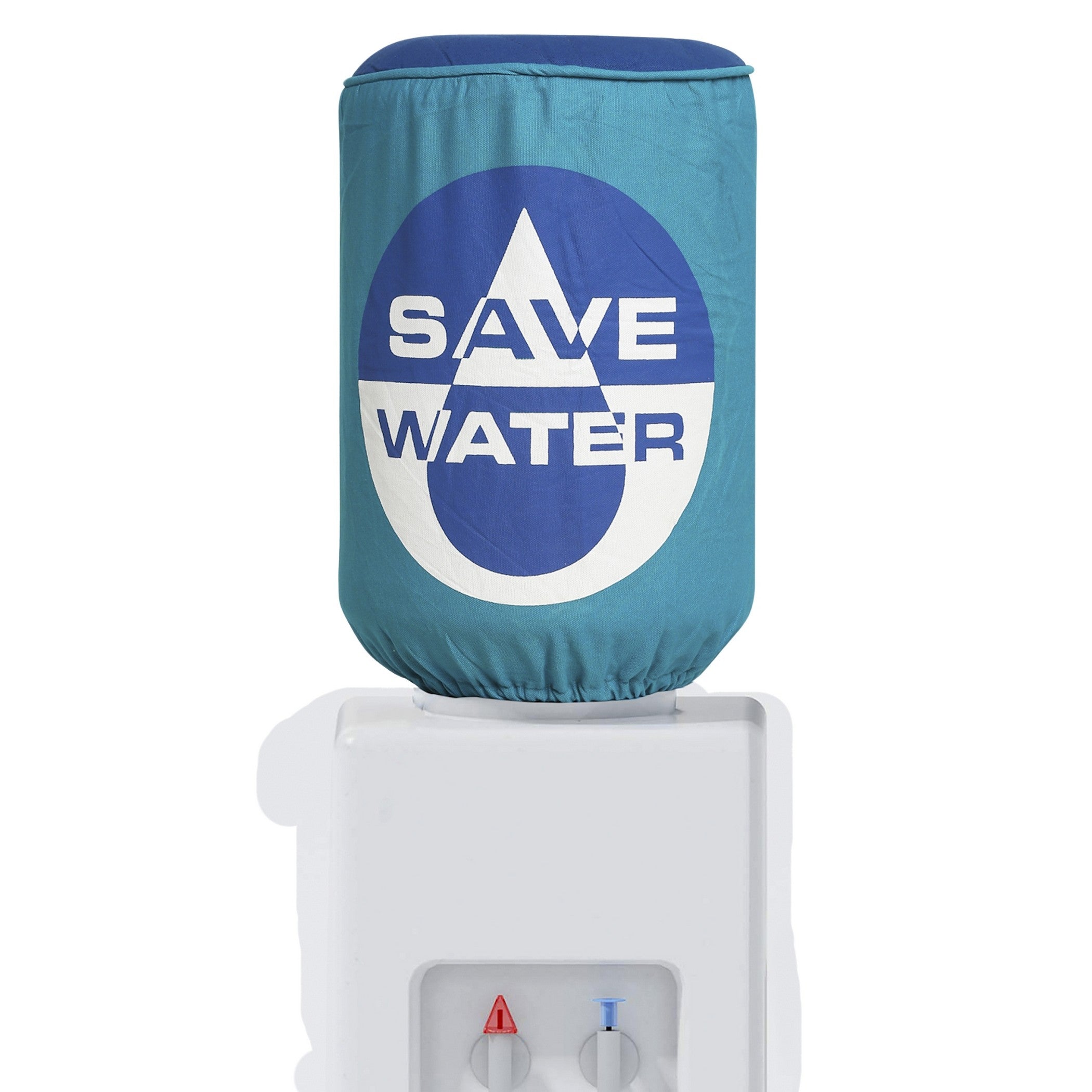 Water Dispenser Bottle Cover - Save Water Print in Teal Blue