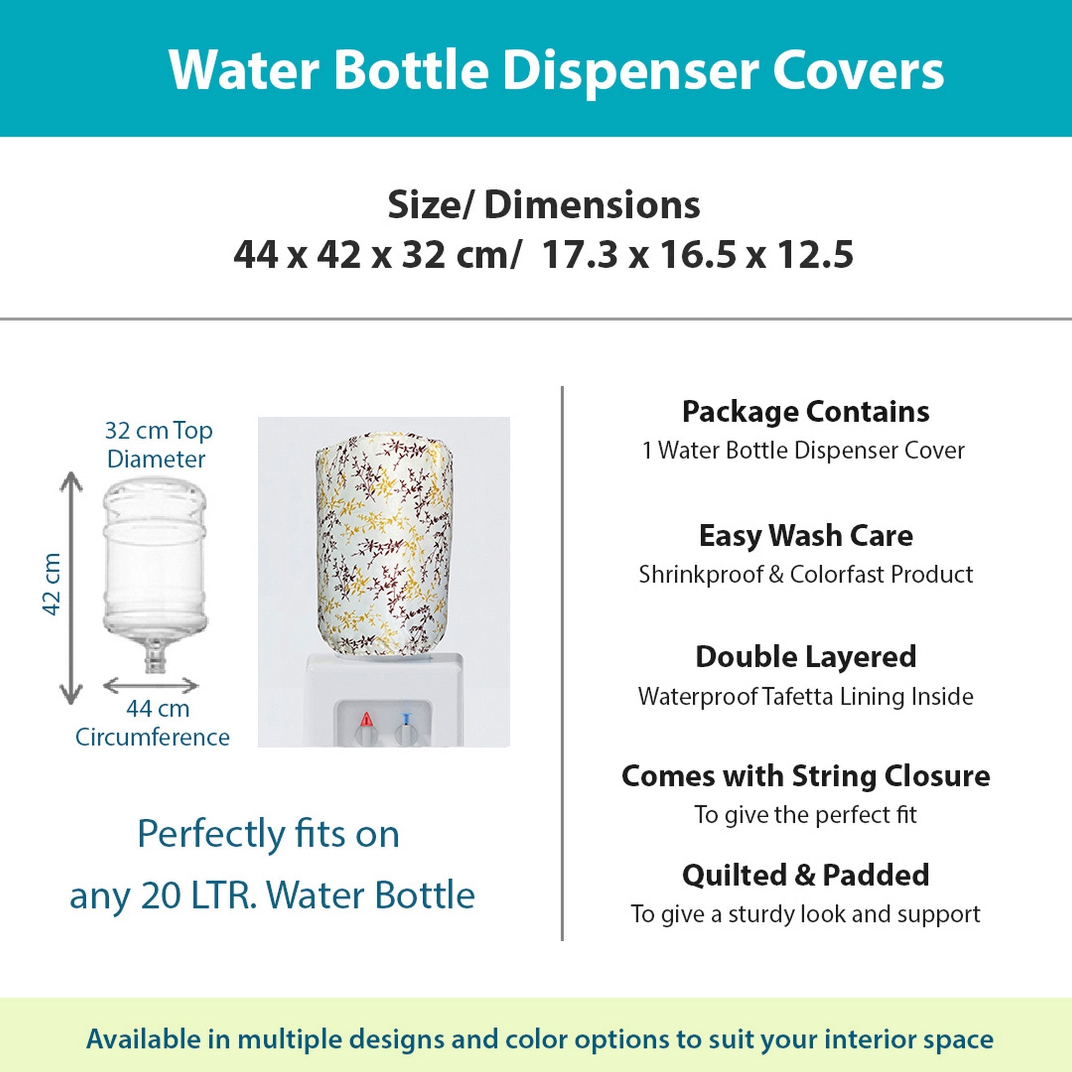 Floral Vine Printed Water Dispenser Bottle Cover - 20 Litre