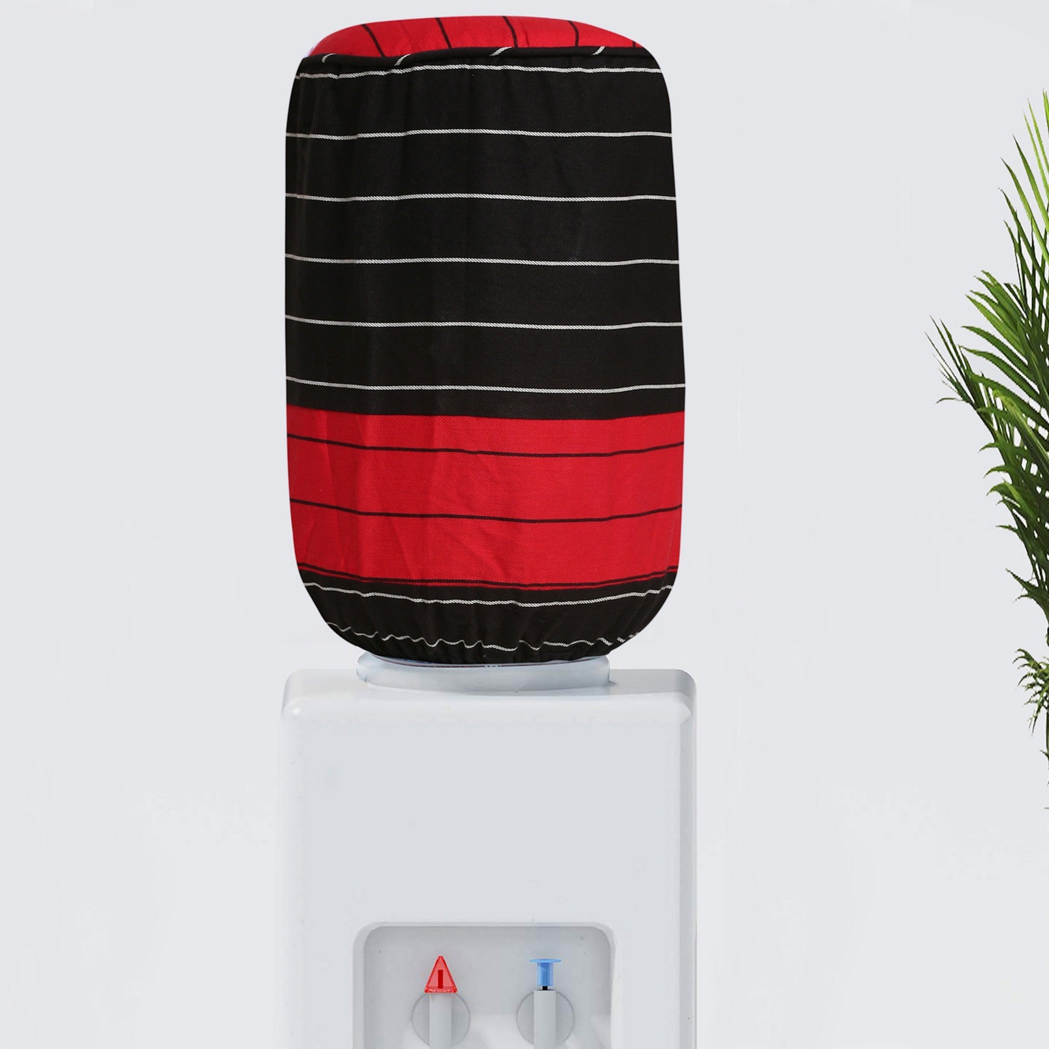 Black & Red Striped Water Dispenser Bottle Cover