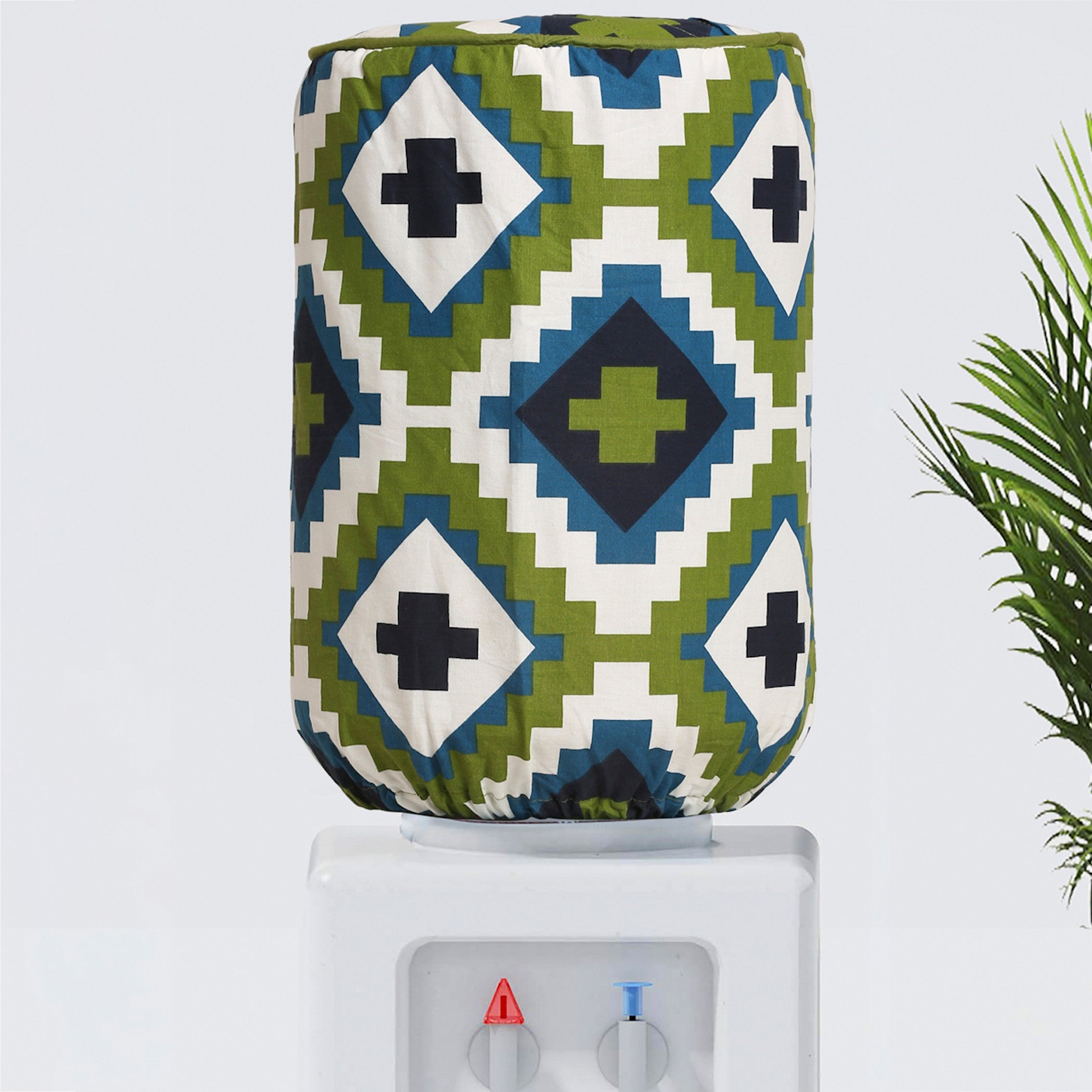 Green & Blue Geometric Print Water Dispenser Bottle Cover