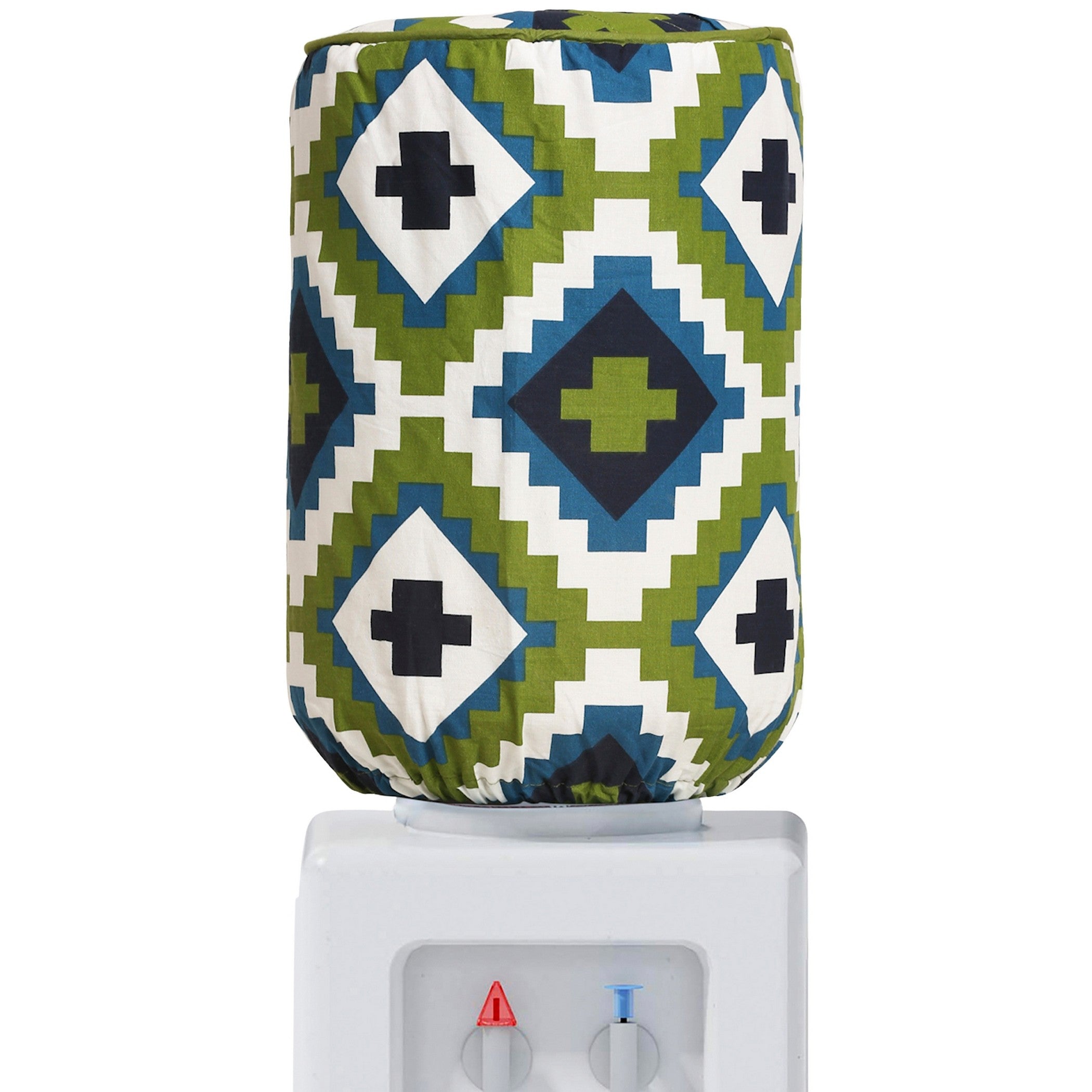 Green & Blue Geometric Print Water Dispenser Bottle Cover