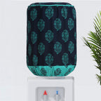 Quilted & Waterproof Water Dispenser 20 Litre Bottle Cover – Navy Blue with Teal Leaf Motif