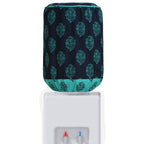 Quilted & Waterproof Water Dispenser 20 Litre Bottle Cover – Navy Blue with Teal Leaf Motif