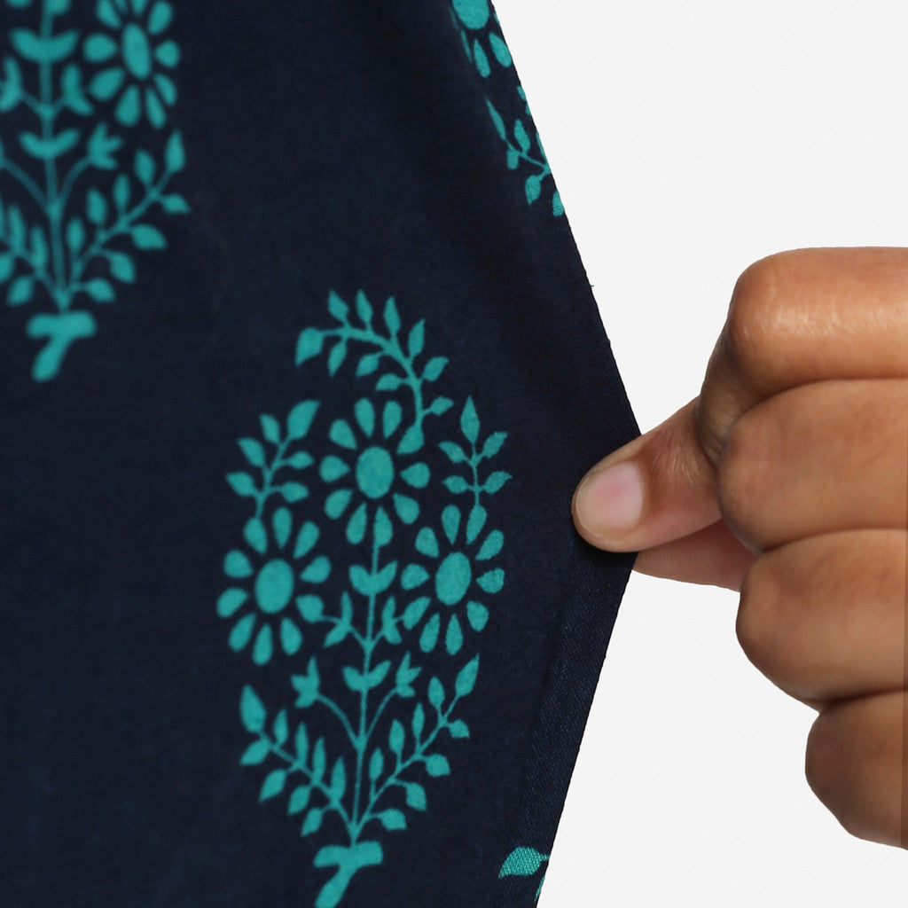 Quilted & Waterproof Water Dispenser 20 Litre Bottle Cover – Navy Blue with Teal Leaf Motif