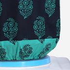 Quilted & Waterproof Water Dispenser 20 Litre Bottle Cover – Navy Blue with Teal Leaf Motif