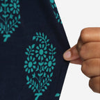 Quilted & Waterproof Water Dispenser 20 Litre Bottle Cover – Navy Blue with Teal Leaf Motif