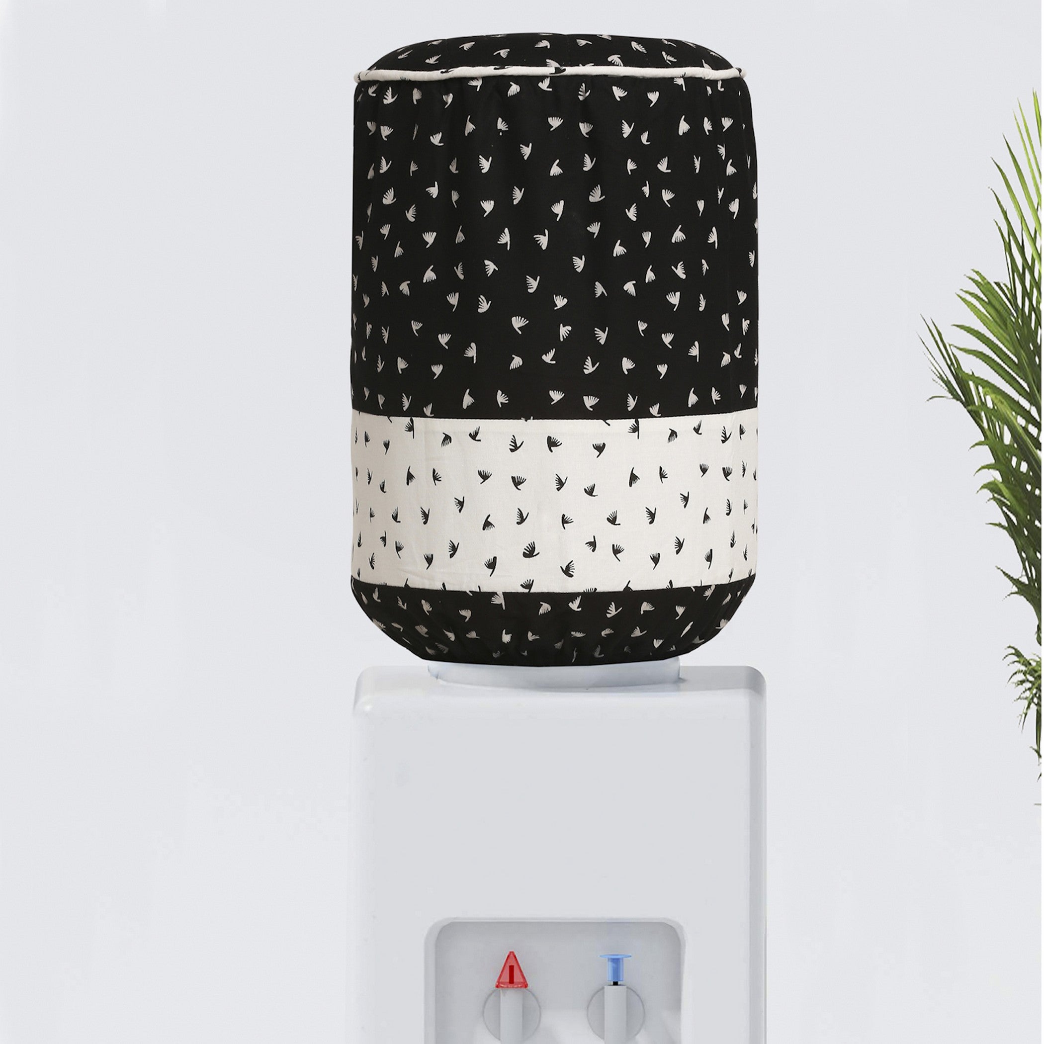 Quilted & Waterproof Water Dispenser 20 Litre Bottle Cover – Black & White Bird Print