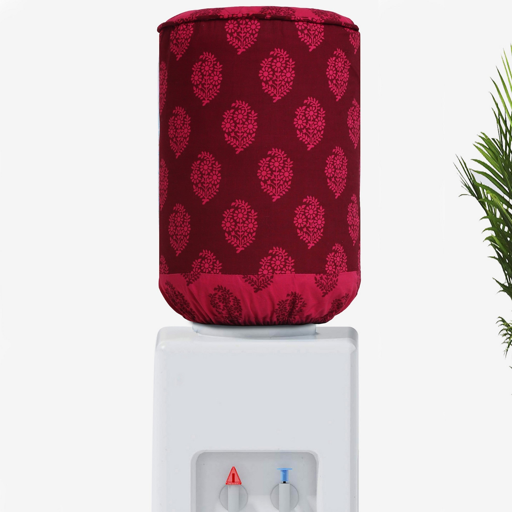 Maroon Floral Motif Water Dispenser Bottle Cover