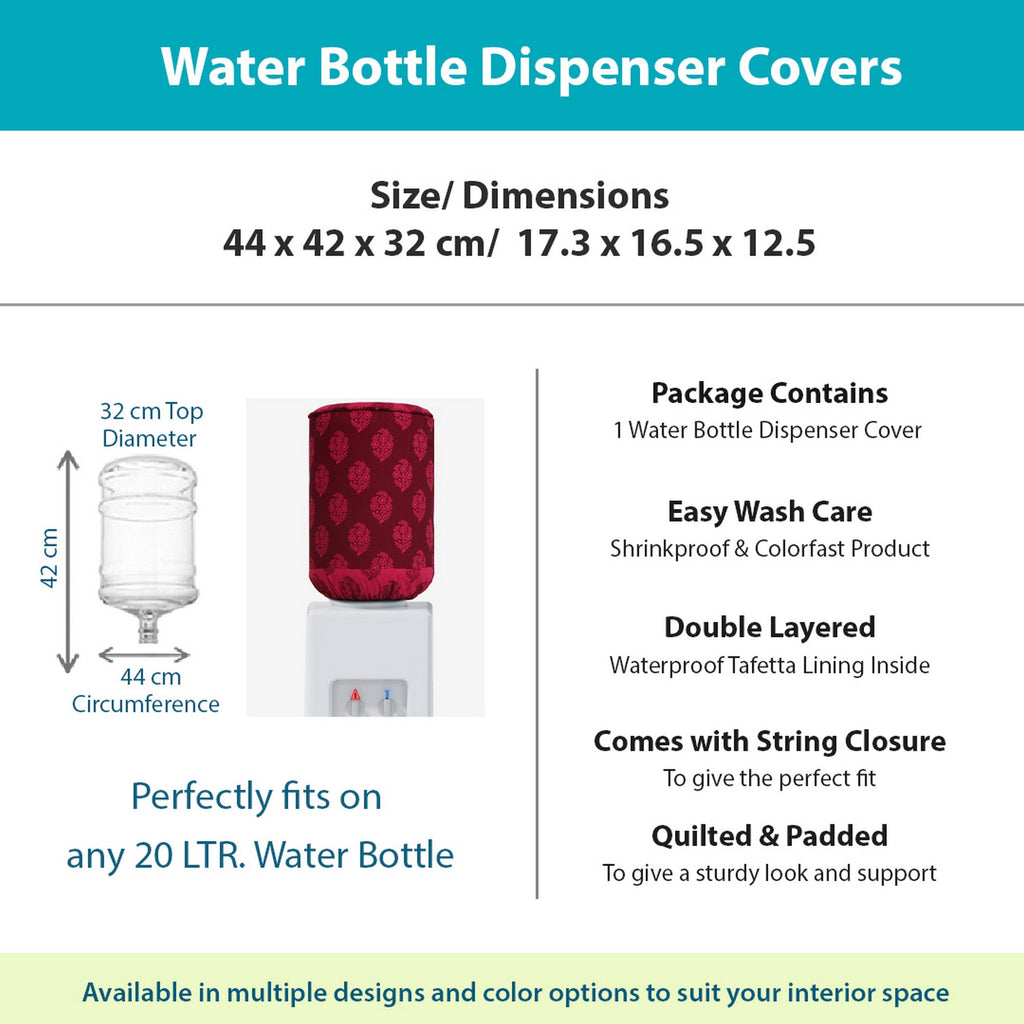 Maroon Floral Motif Water Dispenser Bottle Cover