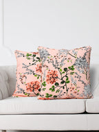 Floral Printed Baby Pink Extra Large Cushion Covers - Set of 2